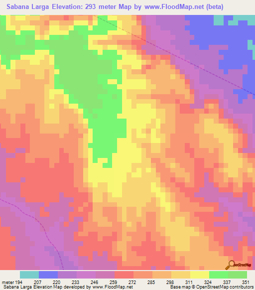 Sabana Larga,Venezuela Elevation Map