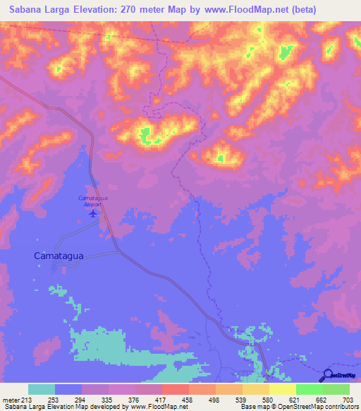 Sabana Larga,Venezuela Elevation Map