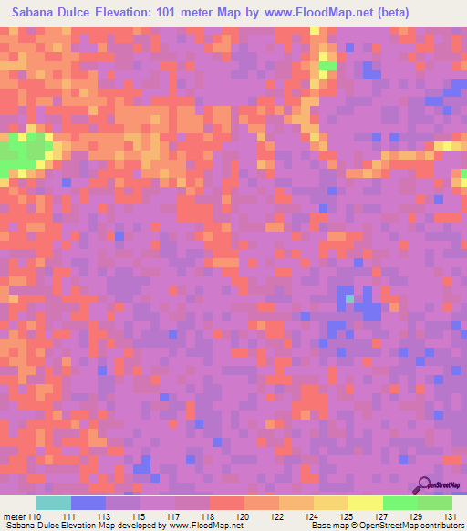 Sabana Dulce,Venezuela Elevation Map