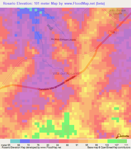 Rosario,Venezuela Elevation Map