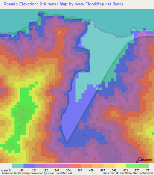 Rosado,Venezuela Elevation Map
