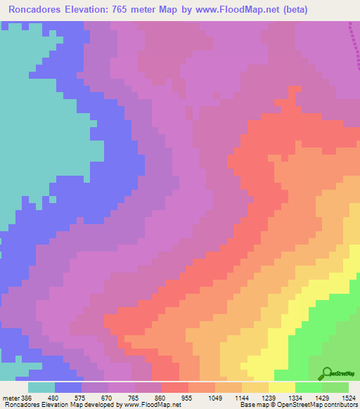 Roncadores,Venezuela Elevation Map