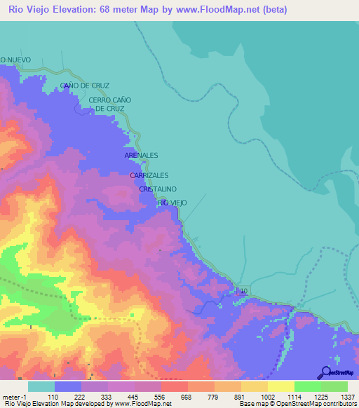 Rio Viejo,Venezuela Elevation Map