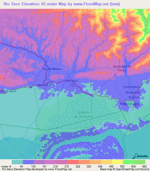 Rio Seco,Venezuela Elevation Map