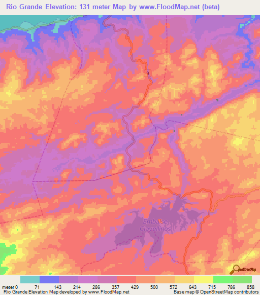 Rio Grande,Venezuela Elevation Map