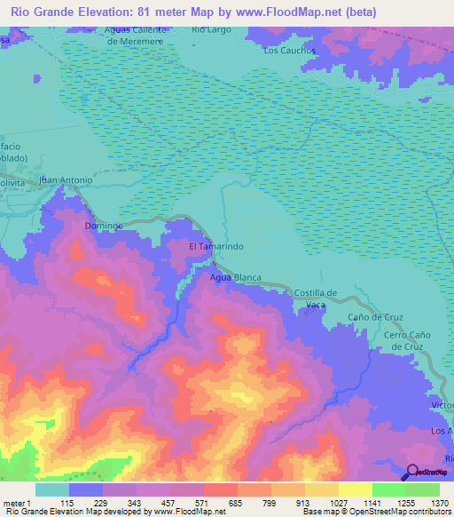 Rio Grande,Venezuela Elevation Map