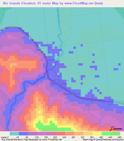 Rio Grande,Venezuela Elevation Map