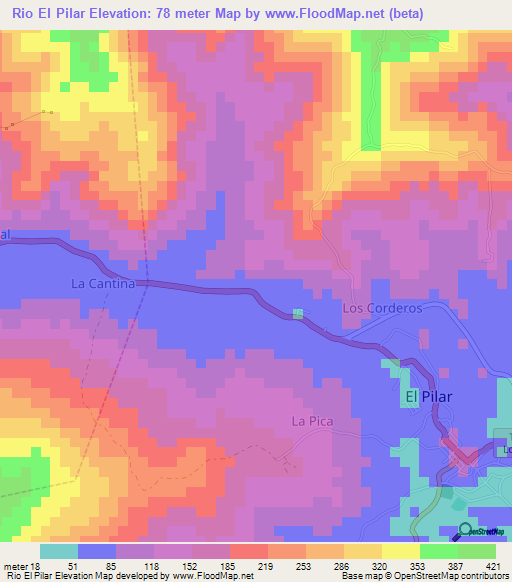 Rio El Pilar,Venezuela Elevation Map