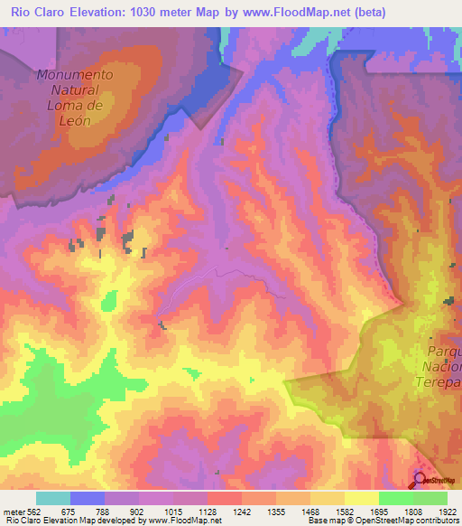 Rio Claro,Venezuela Elevation Map