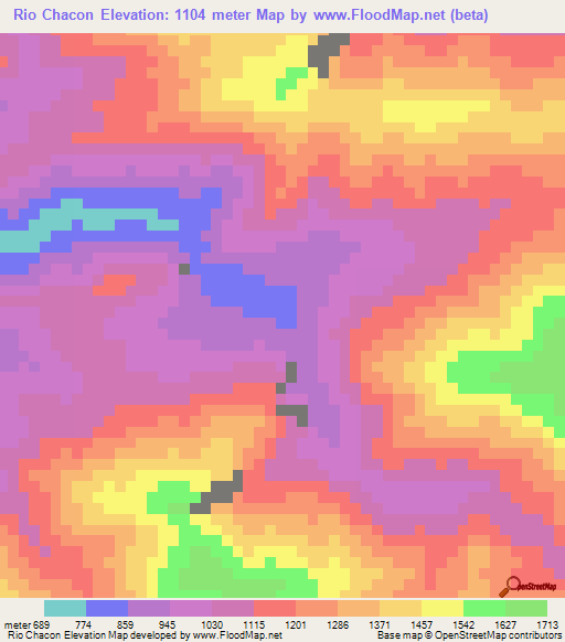 Rio Chacon,Venezuela Elevation Map