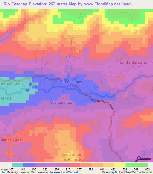 Rio Casanay,Venezuela Elevation Map