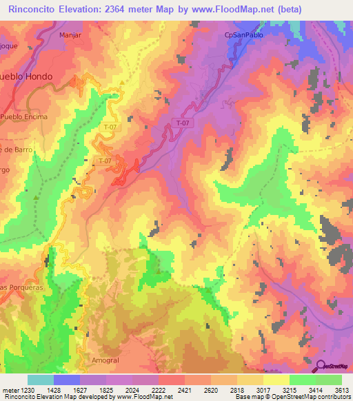 Rinconcito,Venezuela Elevation Map
