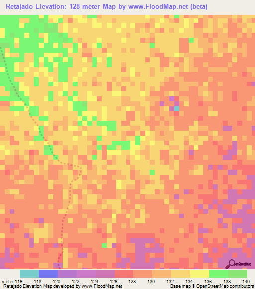 Retajado,Venezuela Elevation Map