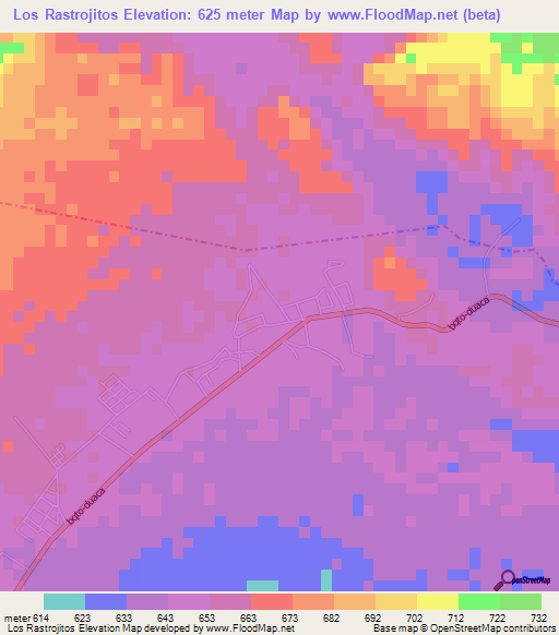 Los Rastrojitos,Venezuela Elevation Map