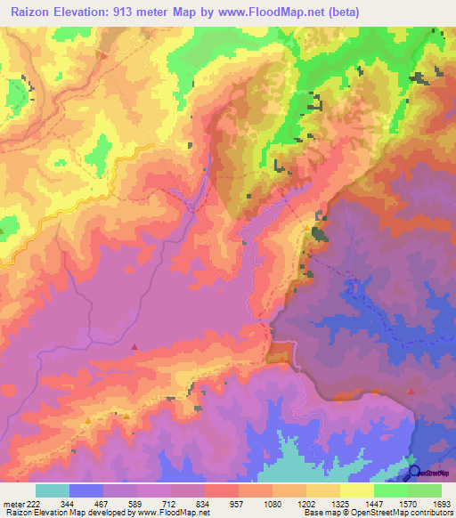Raizon,Venezuela Elevation Map