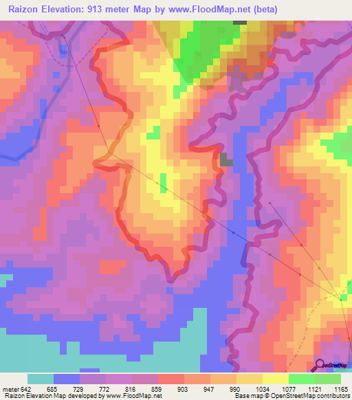 Raizon,Venezuela Elevation Map