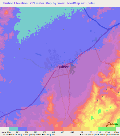 Quibor,Venezuela Elevation Map