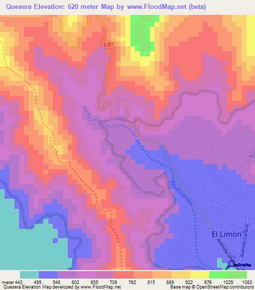 Quesera,Venezuela Elevation Map
