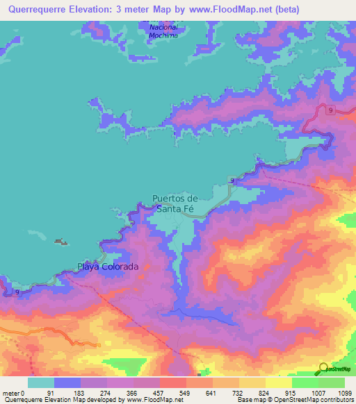 Querrequerre,Venezuela Elevation Map