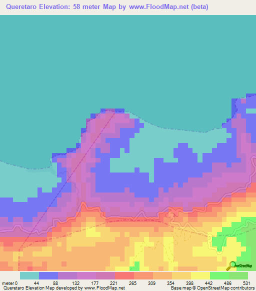 Queretaro,Venezuela Elevation Map