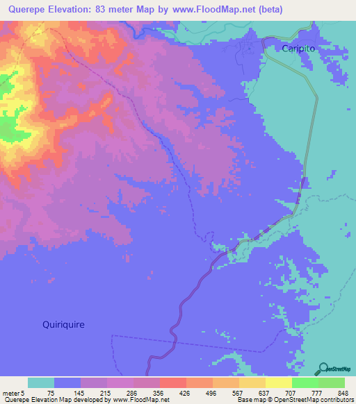 Querepe,Venezuela Elevation Map