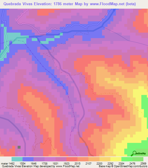 Quebrada Vivas,Venezuela Elevation Map