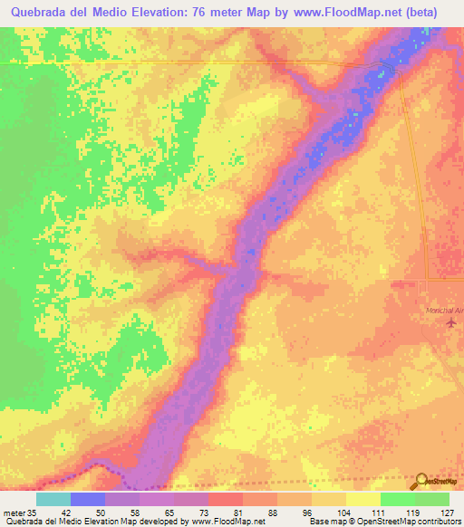 Quebrada del Medio,Venezuela Elevation Map