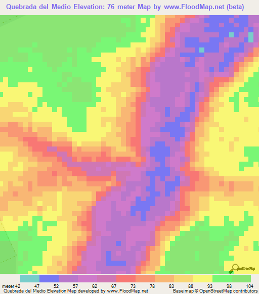 Quebrada del Medio,Venezuela Elevation Map
