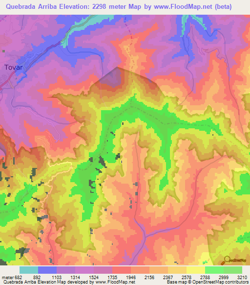Quebrada Arriba,Venezuela Elevation Map