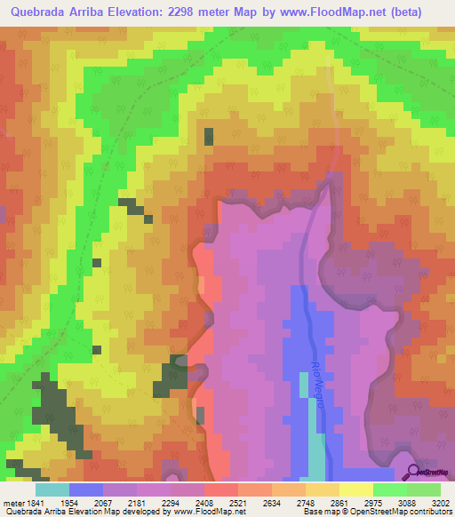 Quebrada Arriba,Venezuela Elevation Map