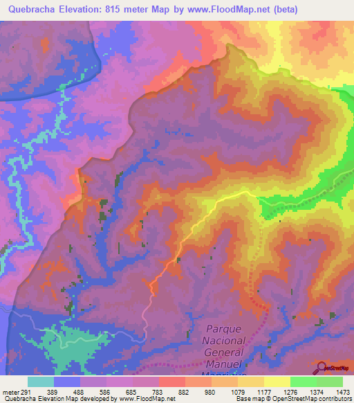 Quebracha,Venezuela Elevation Map