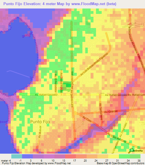 Punto Fijo,Venezuela Elevation Map