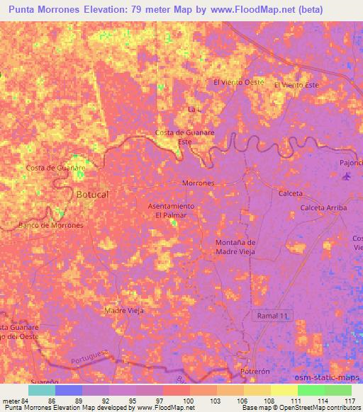 Punta Morrones,Venezuela Elevation Map