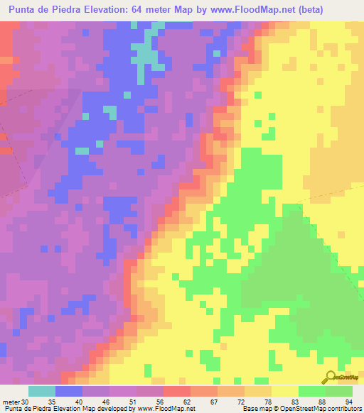 Punta de Piedra,Venezuela Elevation Map
