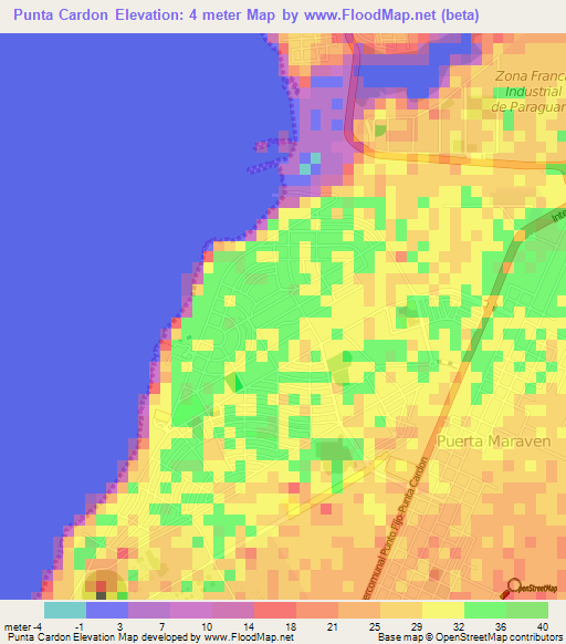 Punta Cardon,Venezuela Elevation Map