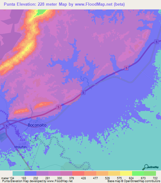 Punta,Venezuela Elevation Map