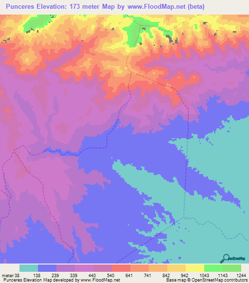 Punceres,Venezuela Elevation Map