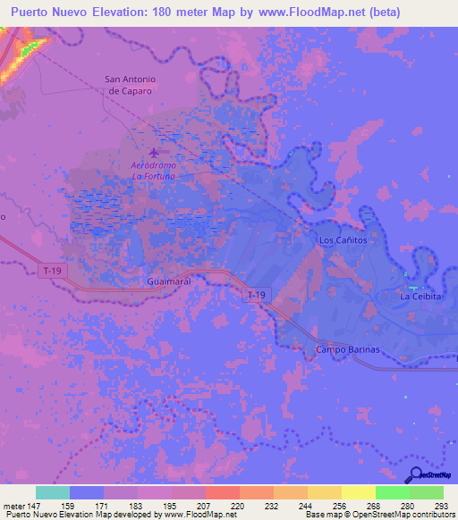 Puerto Nuevo,Venezuela Elevation Map