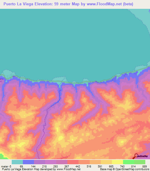 Puerto La Viega,Venezuela Elevation Map