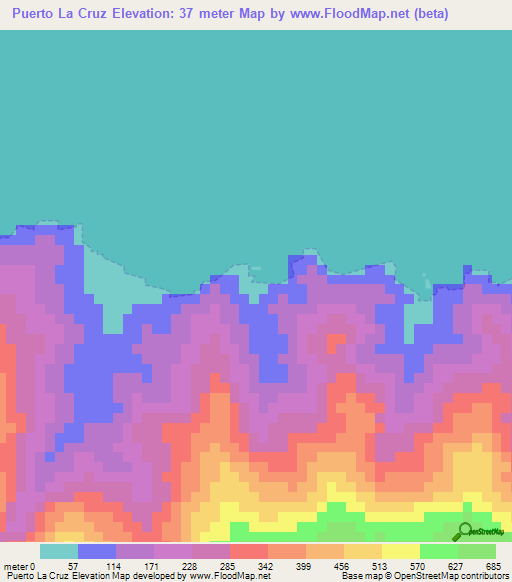 Puerto La Cruz,Venezuela Elevation Map
