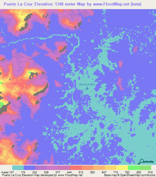 Puerto La Cruz,Venezuela Elevation Map