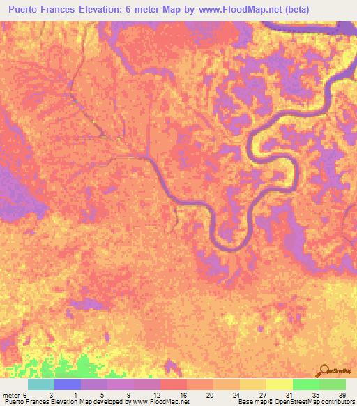 Puerto Frances,Venezuela Elevation Map
