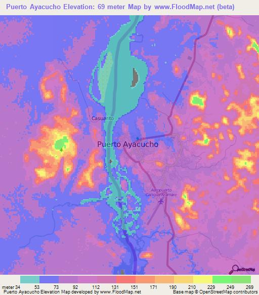 Puerto Ayacucho,Venezuela Elevation Map