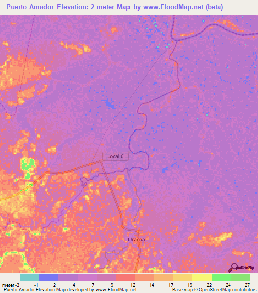 Puerto Amador,Venezuela Elevation Map