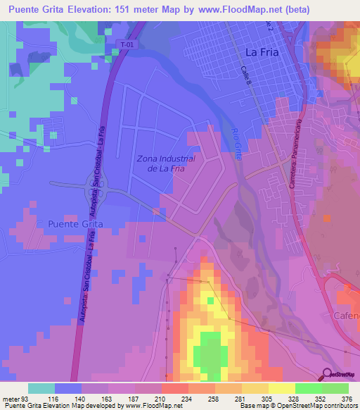 Puente Grita,Venezuela Elevation Map