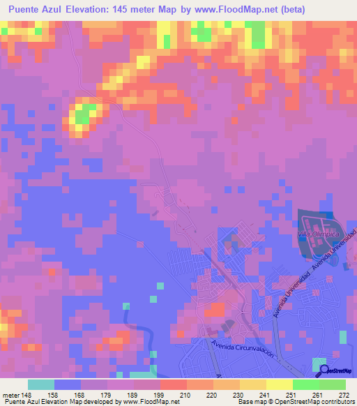 Puente Azul,Venezuela Elevation Map