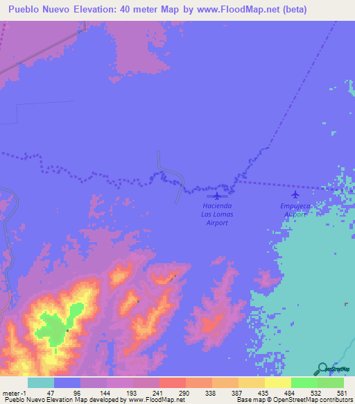 Pueblo Nuevo,Venezuela Elevation Map
