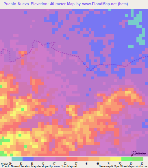 Pueblo Nuevo,Venezuela Elevation Map