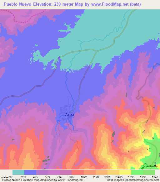 Pueblo Nuevo,Venezuela Elevation Map
