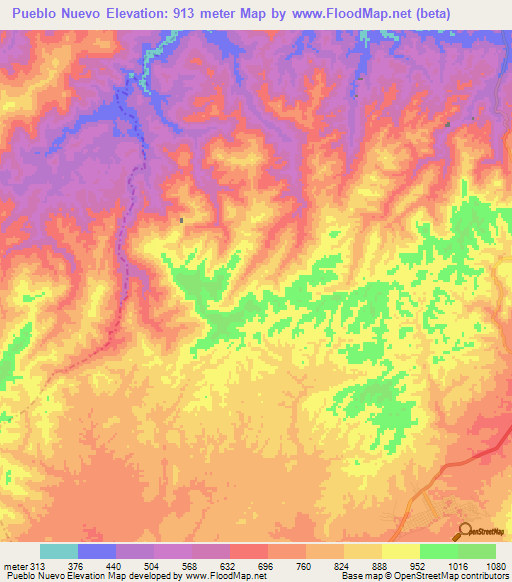 Pueblo Nuevo,Venezuela Elevation Map